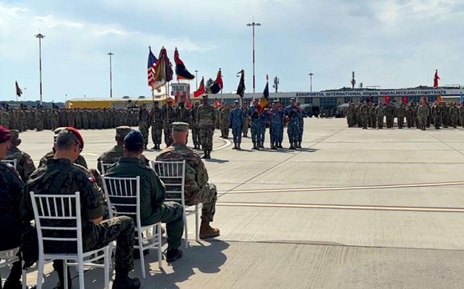 The 101st Airborne Division's 2nd Brigade Combat Team marked is official arrival in Europe July 30, 2022, during a ceremony at Mihail Kogalniceanu Airbase, Romania.