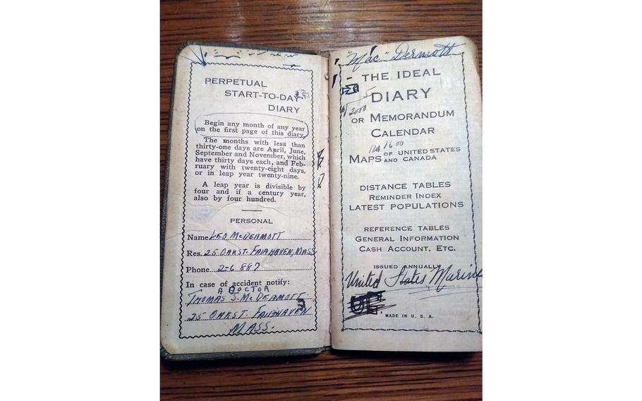 The wartime diary of Marine Sgt. Leo “Bull” McDermott arrived at the home of his daughter, Patti McDermott Dorschied, in Fairhaven, Mass., on Aug. 8, 2023, 81 years after Marines of the 1st Division went ashore on Guadalcanal.