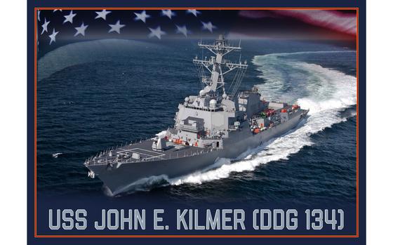 191016-N-DM308-001 WASHINGTON (Oct. 16, 2019) A photo illustration announcing that Arleigh-Burke class destroyer, DDG 134, will be named USS John E. Kilmer. (U.S. Navy photo illustration by Mass Communication Specialist Paul L. Archer/Released)