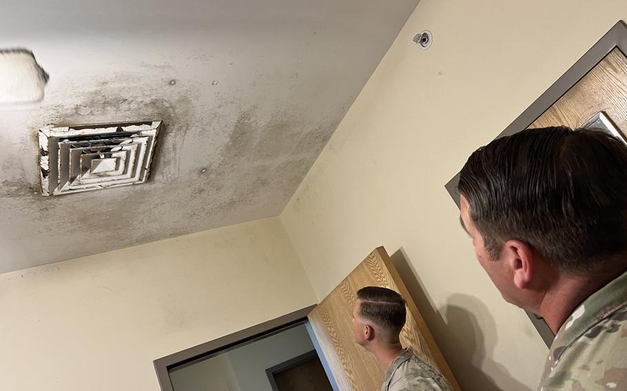 Military leaders do a walk-through of facilities at Fort Stewart and Hunter Army Airfield, Ga., after soldiers voiced concerns and posted imagery of mold in rooms on social media. A Government Accountability Office report cited numerous deficiencies in living accommodations at stateside bases.