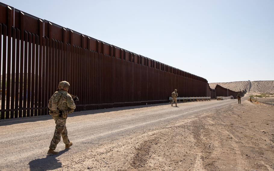 Soldiers patrol the southern border
