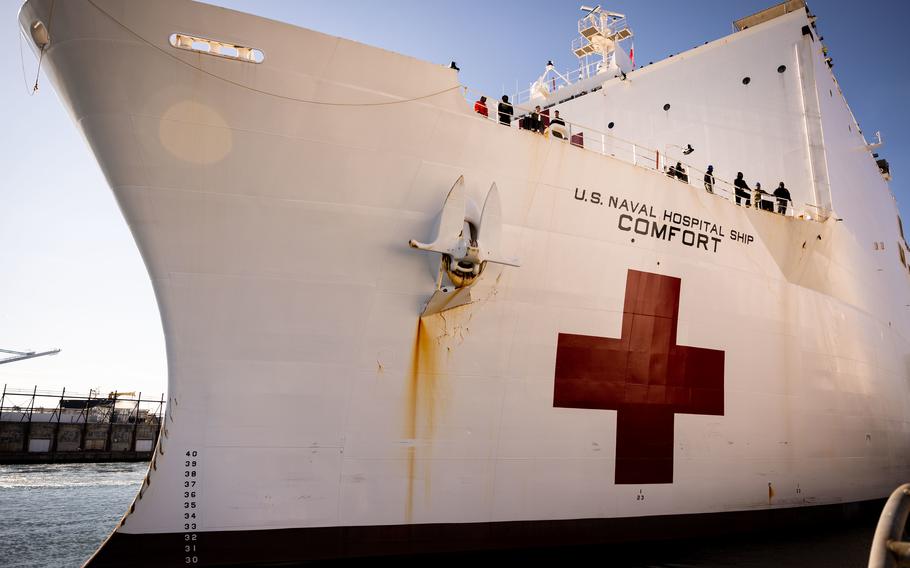 Norfolk, Va. (December 21, 2022) - USNS Comfort (T-AH 20) returns home to Naval Station Norfolk after completing ship support for Continuing Promise 2022, Dec.21, 2022. Continuing Promise 2022, a joint, multi-national military and civilian effort, provided humanitarian assistance to partner nations in the U.S. Southern Command area of responsibility by providing medical care to people in need. 