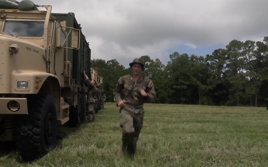 Motor vehicle operator preps for Marine Corps Combat Readiness Evaluation.