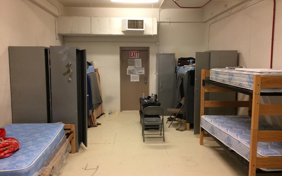 A photo taken on July 8, 2020 and provided by one of roughly 200 foreign contractors who have been stranded without pay at Bagram Airfield in Afghanistan, shows one of the sparse rooms they have been held in. Many of the contractors have been stuck at Bagram for months, after the U.S. company that brought them to Afghanistan to work on American bases terminated their contracts. 