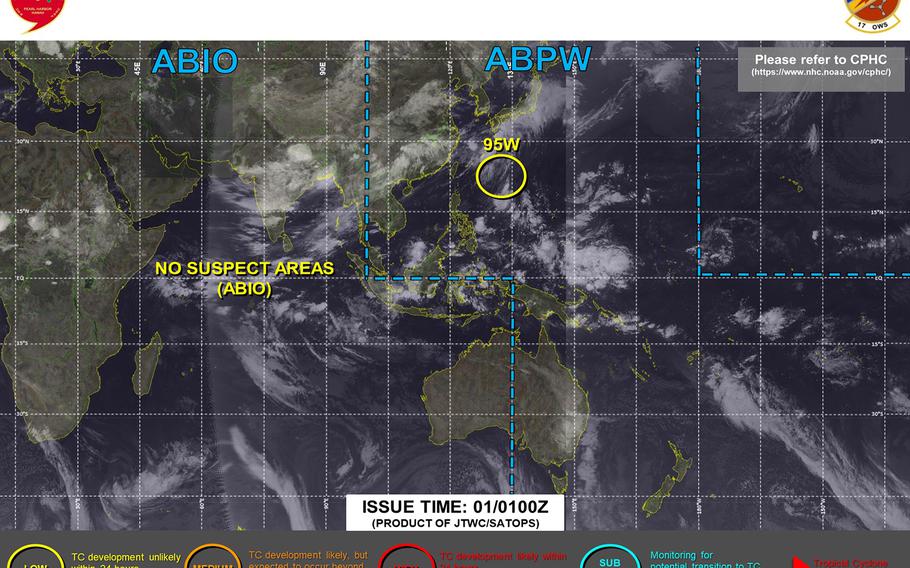 95W Invest downgraded to low area for development by Joint Typhoon Warning Center