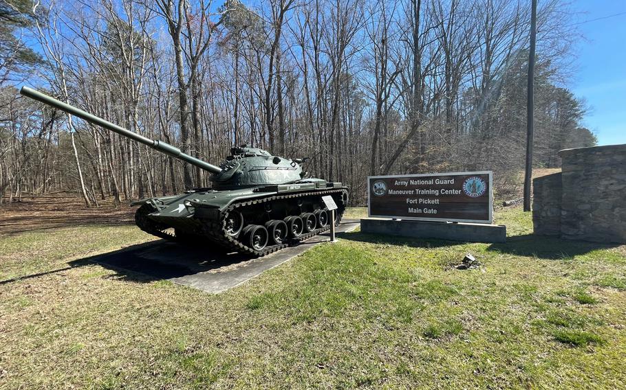 The entrance to Fort Pickett in Blackstone, Va. The fort will be renamed Fort Barfoot on March 24, 2023. 