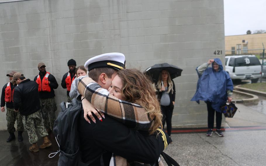 The USS Delbert D. Black and its crew returned to a warm reception from family and friends on the pier at Naval Station Mayport on Sunday, Feb. 18, 2024.