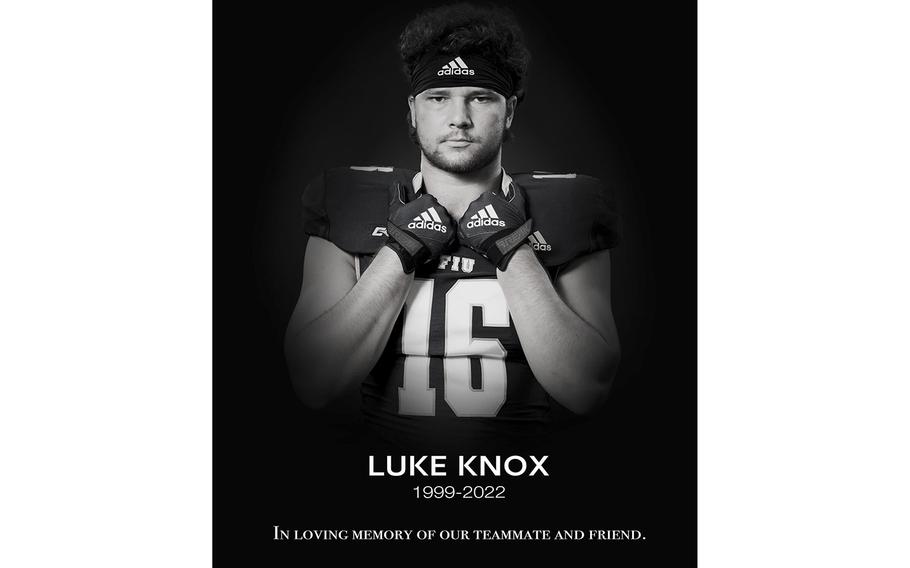 Florida International University football player Luke Knox died Wednesday, Aug. 17, 2022. He was 22.