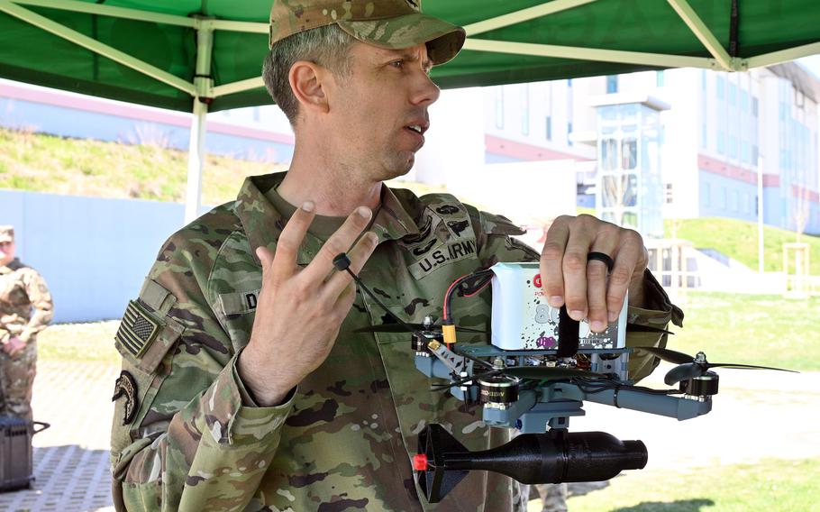 A lieutenant colonel explains soldier-made drones.