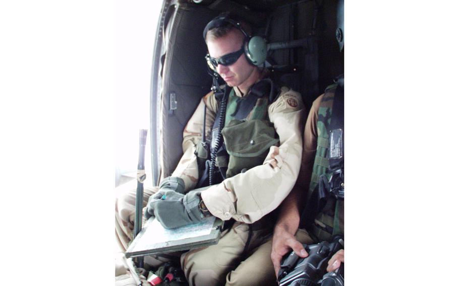 Lt. Shawn Callahan uses a map to mark where Army soldiers stopped and searched vehicles near Khost, Afghanistan. For the first time, U.S. soldiers have begun aerial vehicle checks near the Pakistan border, an area where Taliban and al-Qaida members are believed to have been regrouping. 