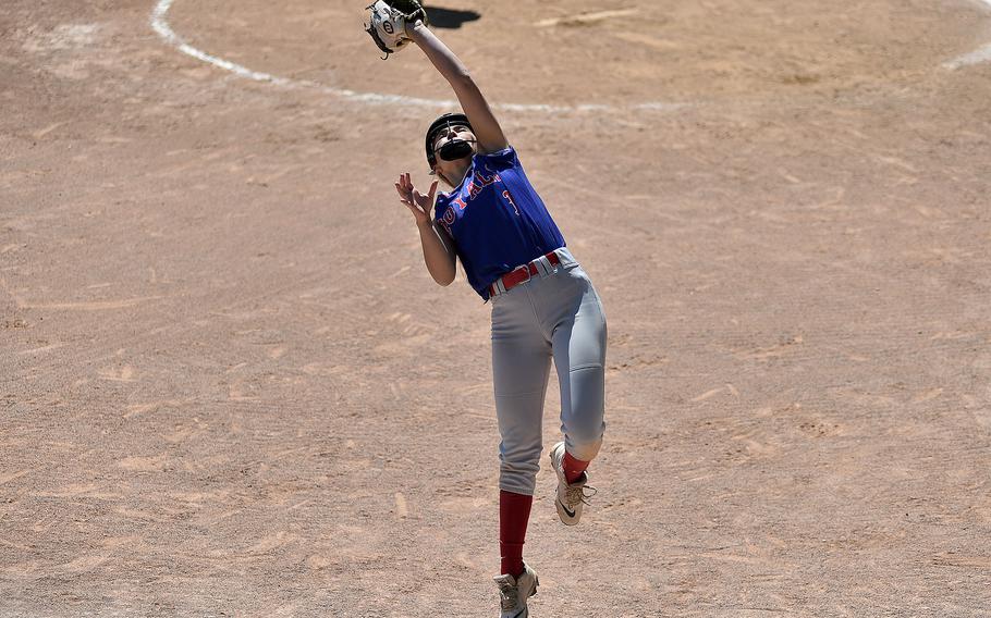 Arianna Chambers catches a popup.
