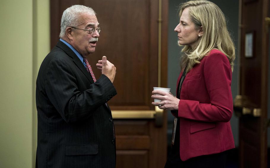 Rep. Gerald Connolly, D-Va., and then-Rep.-elect Abigail Spanberger, D-Va., in 2018. Connolly is working with a nonprofit based in his district, No One Left Behind, forwarding hundreds of cases to the State Department in hopes of bringing stranded Afghans and Americans’ dire circumstances more directly to the attention of authorities.