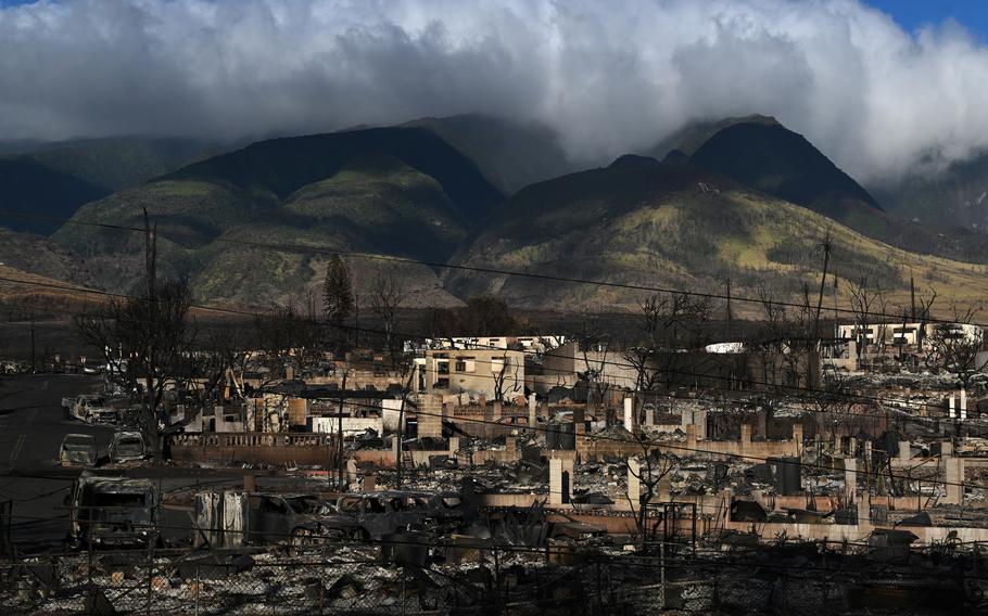 Fire damage in Lahaina on Aug. 13, 2023.