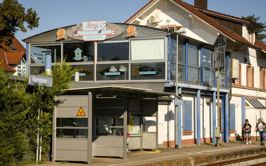 The exterior of Benjis Birdhouse in  Ramstein-Miesenbach, Germany.  It opened in 2022 and is next to the train station and a bus station. 