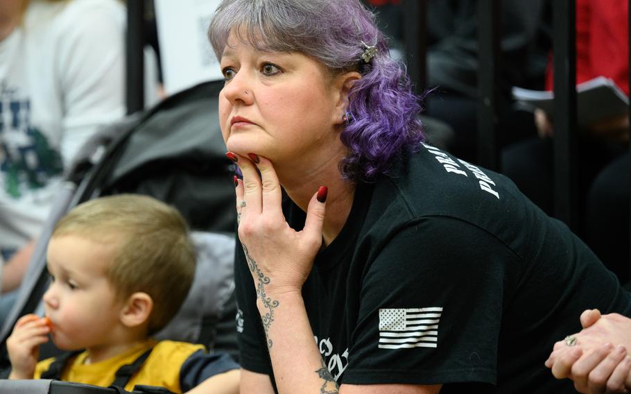 A community member at the town hall meeting in East Palestine, Ohio.