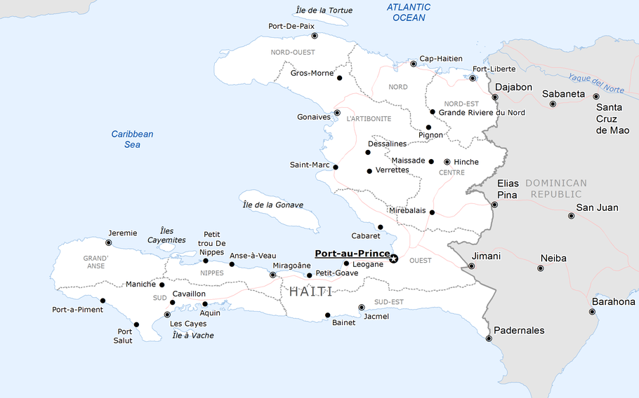 A map of Haiti.