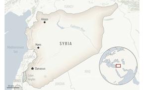 This is a locator map for Syria with its capital, Damascus. 