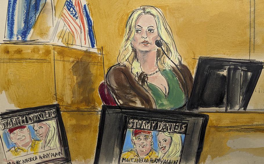 Stormy Daniels testifies in Manhattan criminal court on May 9, 2024, in New York.
