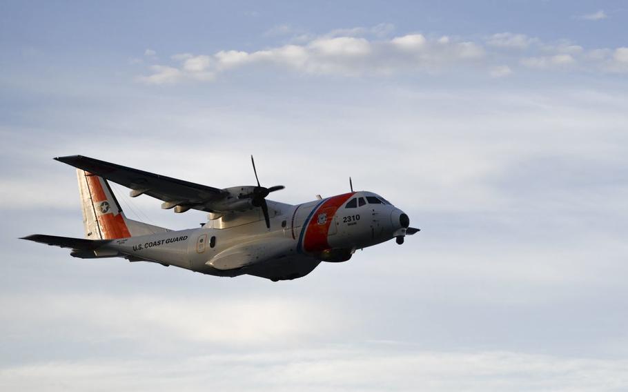 A Coast Guard Air Station Miami HC-144 Ocean Sentry aircrew searches for nine people missing in the water near Lake Worth Beach, Fla., Dec. 20, 2022. Crews continue to search for a U.S. Marine from Massachusetts who was swept away Wednesday, March 27, 2024, in a rip current while vacationing with his family in Puerto Rico, the U.S. Coast Guard said.