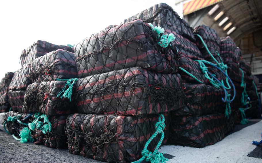 Bales of seized drugs
