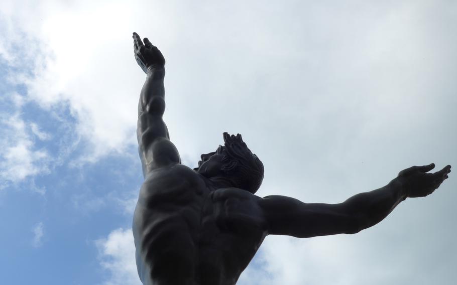 The statue “The Spirit of American Youth Rising from the Waves” is part of the memorial at Normandy American Cemetery at Colleville-sur-Mer, France.
