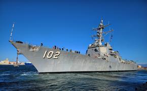 PORT HUENEME, Calif. (Nov. 15, 2024) The Arleigh Burke-class Aegis guided-missile destroyer USS Sampson (DDG 102) conducts a routine port call onboard Naval Base Ventura County (NBVC) Port Hueneme, Nov. 15, 2024. NBVC is major shore warfighting platform; providing sustained ready forces to deploy, fight, and win. Composed of three operating facilities: Point Mugu, Port Hueneme and San Nicolas Island and home of the Pacific Seabees, West Coast E-2D Hawkeyes, 3 warfare centers and 110 tenant commands. (U.S. Navy photo by Electrician's Mate 2nd Class Ace-Addison Tapit)
