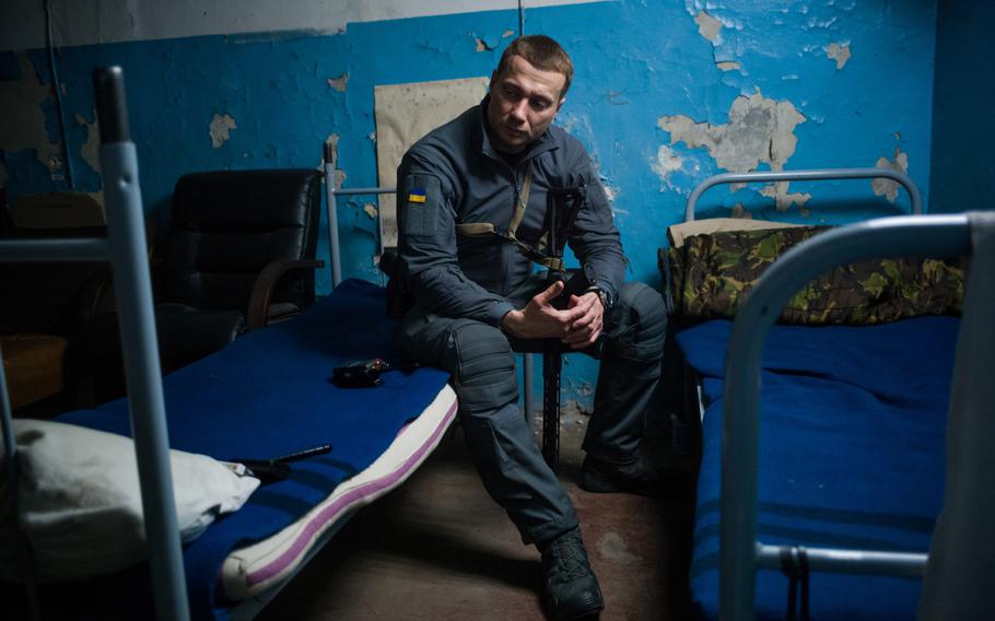 Pavlo Kyrylenko, governor of the Donetsk region, sits on a bed in a bomb shelter in Kramatorsk, Ukraine, on March 29, 2022.