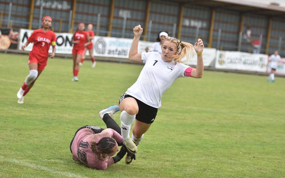 Paige Rogers and Maya Fitch collide.