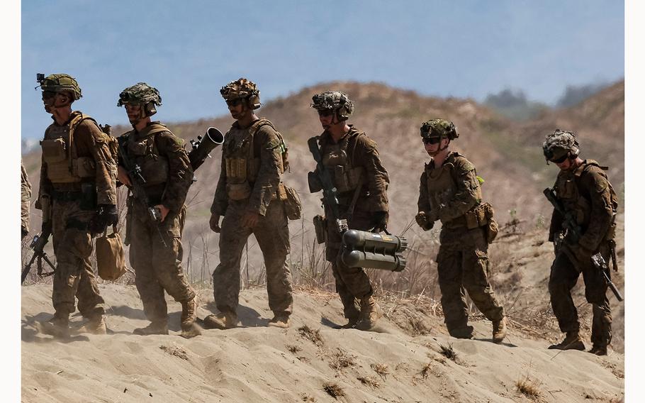 U.S. service members participate in a live fire exercise at Laoag, Ilocos Norte, Philippines, on May 6, 2024. 