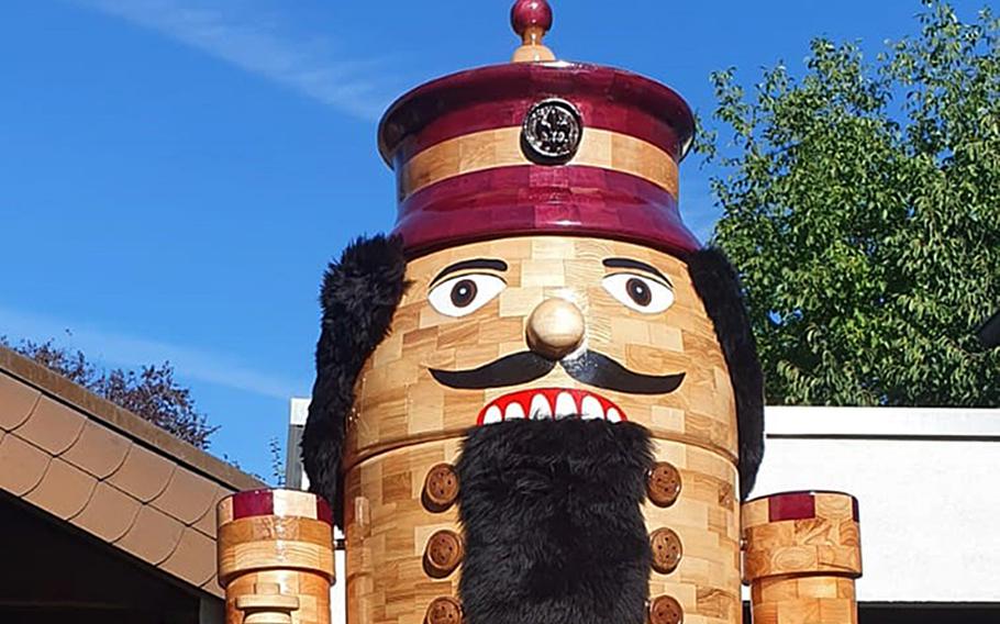 This giant nutcracker built by Air Force Captain John Miller will be on display during the town of Huecklehoven's annual holiday festivities, including the Christmas market, which opens on November 26.
