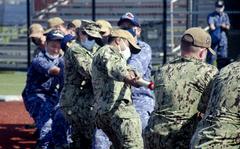 U.S. and Japanese sailors compete in a tug-of-war competition during Fleet Week Japan at Yokosuka Naval Base, May 25, 2022.