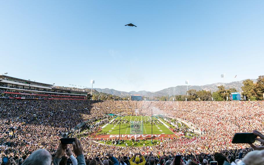 The B-2 Stealth bomber made a roaring return in the skies above Pasadena for the Rose Parade on Monday morning, Jan. 1, 2024, and the Rose Bowl later in the day.