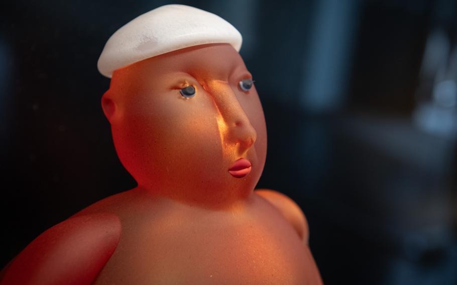 A glass figure.