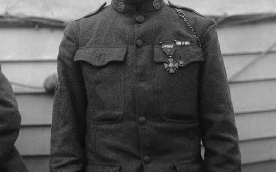 Pvt. Henry Johnson, of the 369th Infantry Regiment, was awarded the French Croix de Guerre for bravery after fighting German soldiers while vastly outnumbered, May 15, 1918. He was promoted to sergeant after returning to the U.S. and awarded the Medal of Honor in 2015.

Public Domain