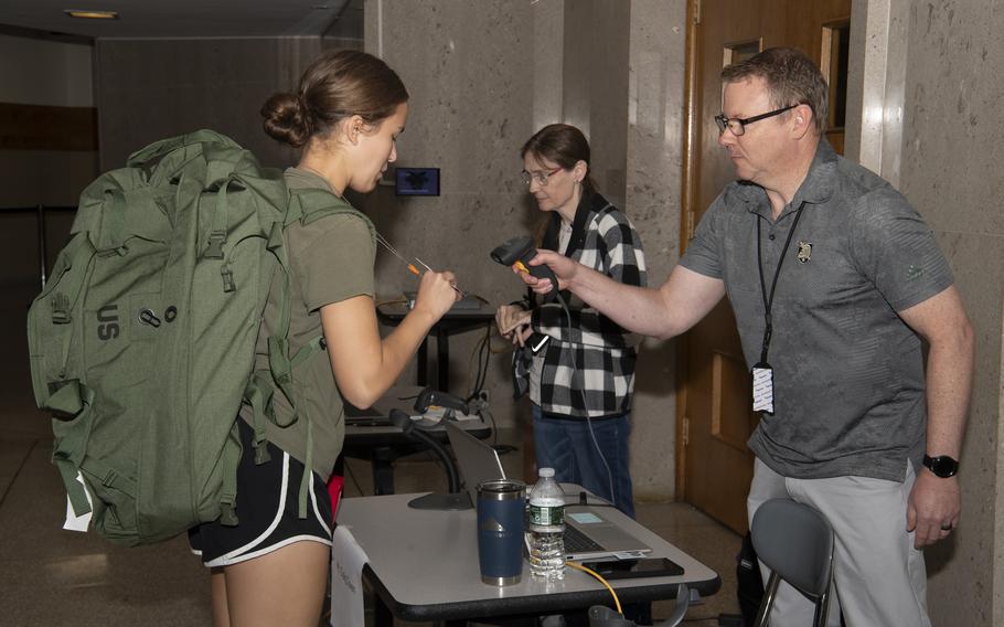 A new cadet checks in.