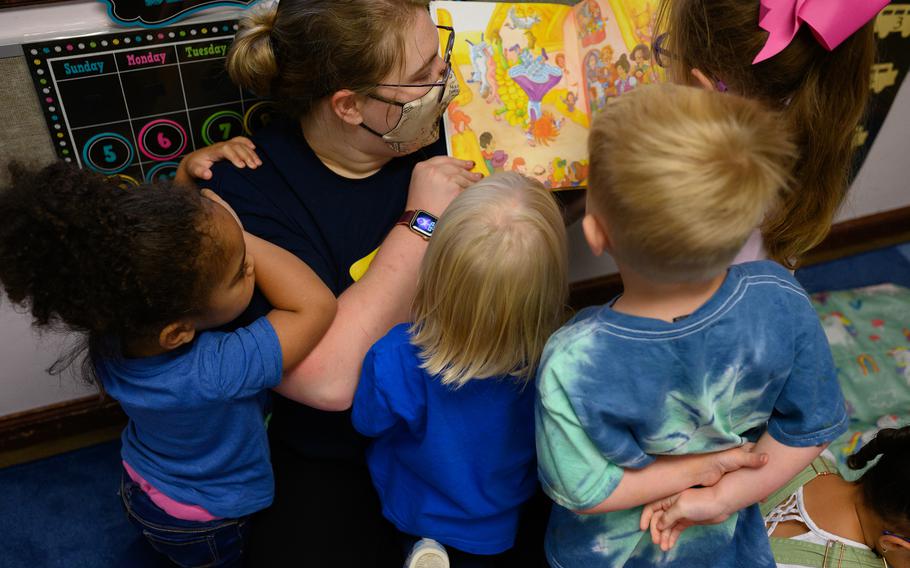 Andrea Dotts, 24, is a certified high school teacher but came to work at Begin With Us Pre-K Center in Altoona, Pa., at the start of the new school year. 