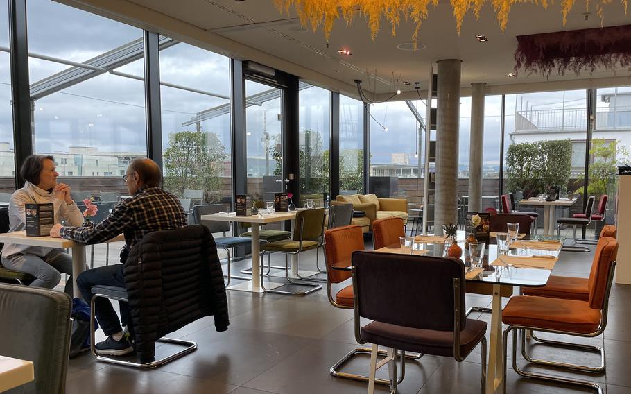 Several restaurants with skyline views of Mannheim, Germany, can be found on the top floor at Engelhorn.