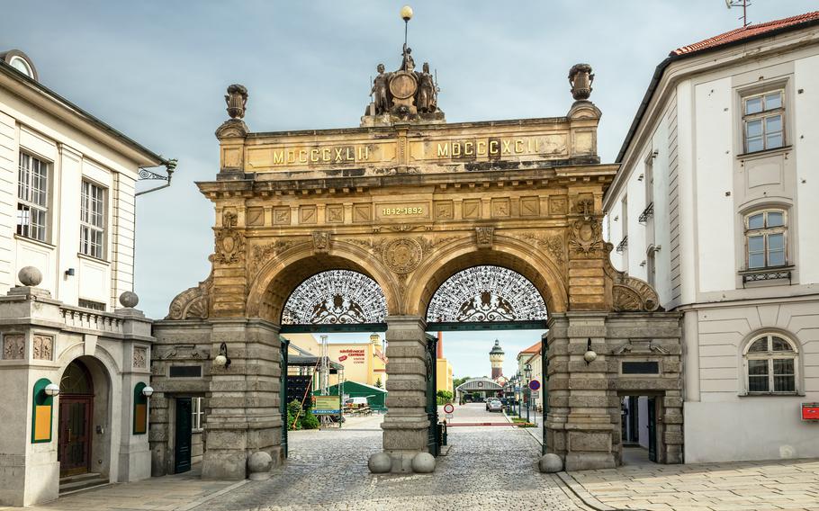 This famous Brewery Gate is the entry point to the area of the world-renown Pilsner Urqell Brewery in the Czech Republic. Ansbach Outdoor Recreation plans a trip here Feb. 25.