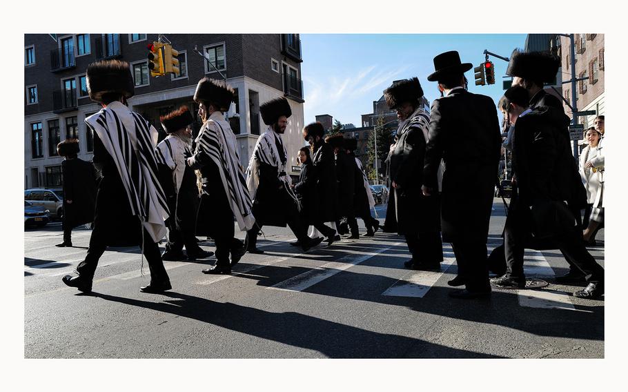 Orthodox Jewish walk in Williamsburg, Brooklyn, on Dec. 16, 2023. 