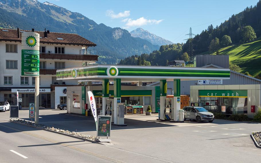 A BP gas station in Kublis, Switzerland. On Tuesday, BP reported the largest charge by far — $25.5 billion — after abandoning its 19.8% stake in Russian-owned energy company Rosneft in the first quarter. 