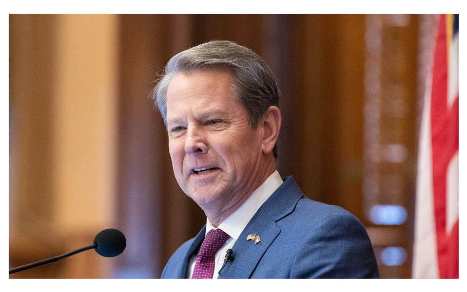 Geogria Gov. Brian Kemp gives the State of the State speech at the Capitol in Atlanta on Jan. 25, 2023. 
