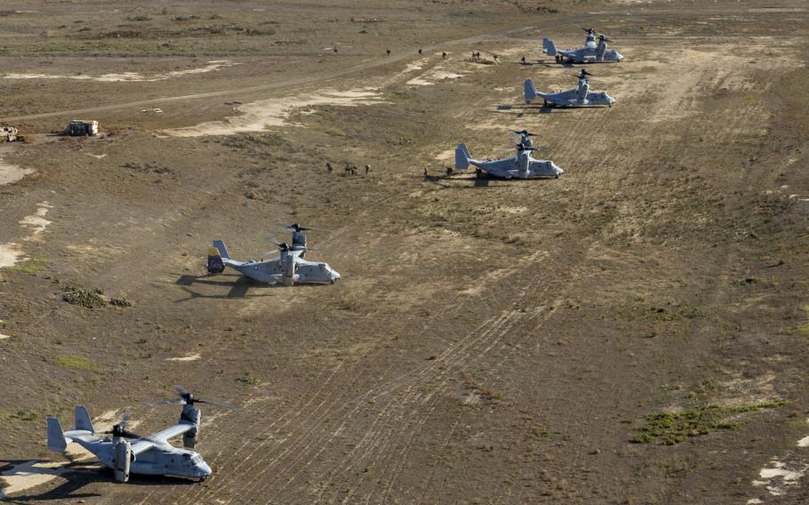 U.S. Marine Corps MV-22B Ospreys with Marine Aircraft Group 39, 3rd Marine Aircraft Wing land on San Clemente Island during air assault training.  A Gates Learjet plunged into the Pacific Ocean near San Clemente Island on May 10 while trying to make an emergency landing at a Navy airfield on the island, according to a preliminary report from the National Transportation Safety Board. 