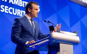 Defense Secretary Pete Hegseth speaks at a security conference in Singapore.