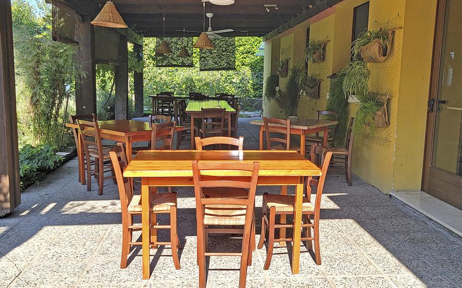 Patio seating at Osteria El Gaucho, in Mansue, Italy, which is about a 30-minute drive from Aviano Air Base.