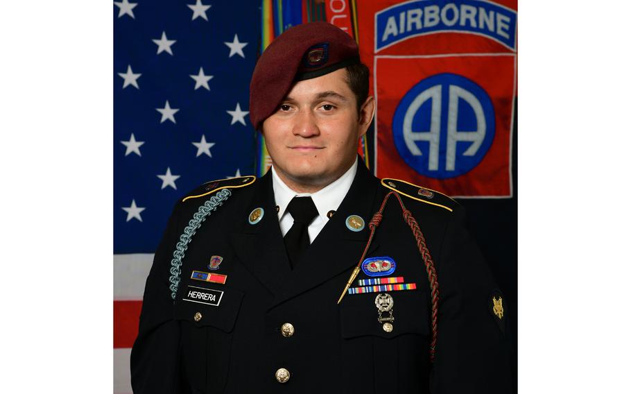 Spc. Luis Herrera, 23, died Thursday, April 28, 2022, in a vehicle training accident at Fort Bragg, N.C. 