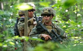Marines with 1st Battalion, 24th Marine Regiment — a reserve infantry battalion located throughout Michigan, Ohio and Indiana, and nicknamed Terror from the North — train during the Northern Strike military exercise at Camp Grayling, Mich., Aug. 8, 2025. For the first time, this year’s biannual exercise was conducted against a simulated Indo-Pacific backdrop.