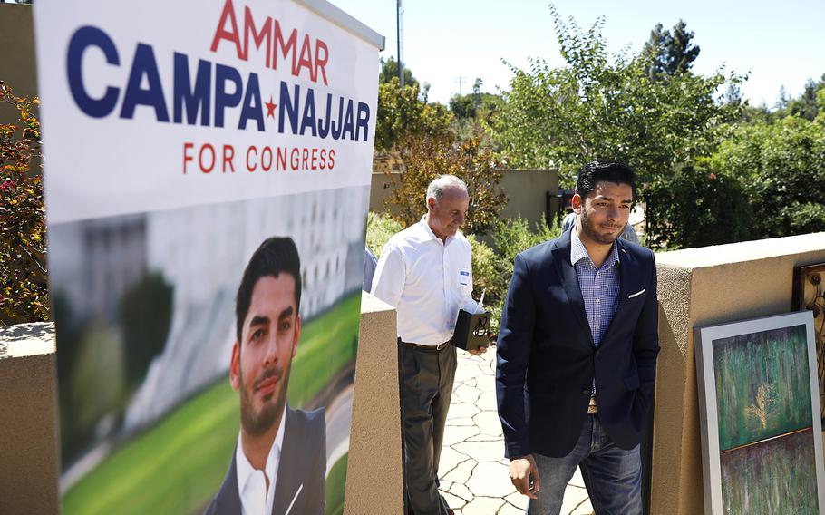 Ammar Campa-Najjar arrives at a Meet and Greet in Escondido, Calif., on Sept. 9, 2018. 