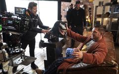 Director Andy Serkis, left, and Tom Hardy on the set of Sony Pictures' ‘Venom: Let There Be Carnage.’