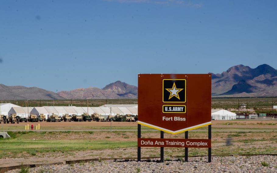 Entrance at Fort Bliss, Texas, in 2019 to the Doña Ana Training Complex.
