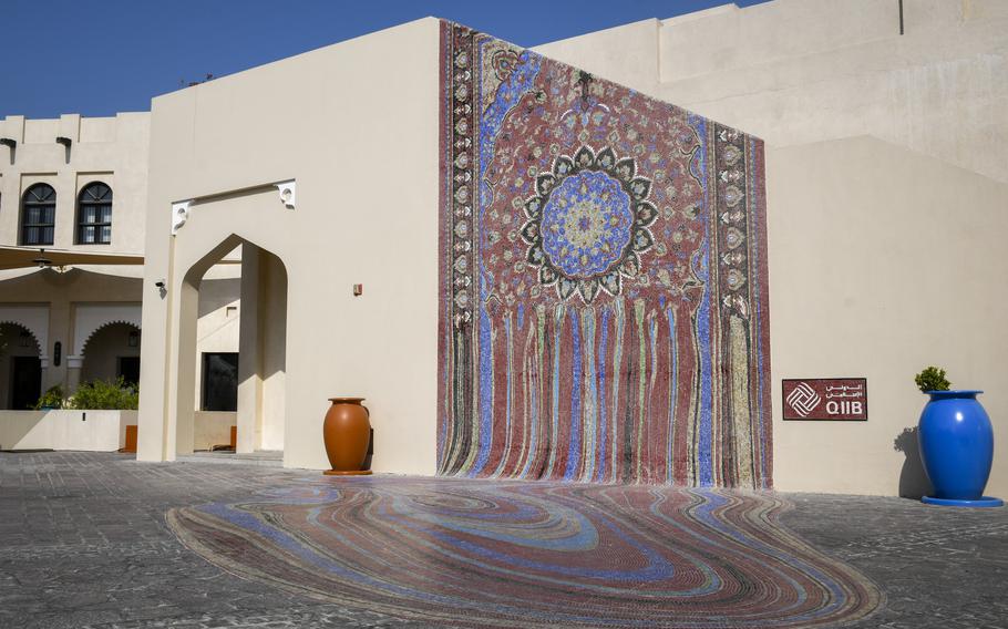 Public art adorns the walls and streets of the Katara Cultural Village in Doha, Qatar, on a rotating basis. 